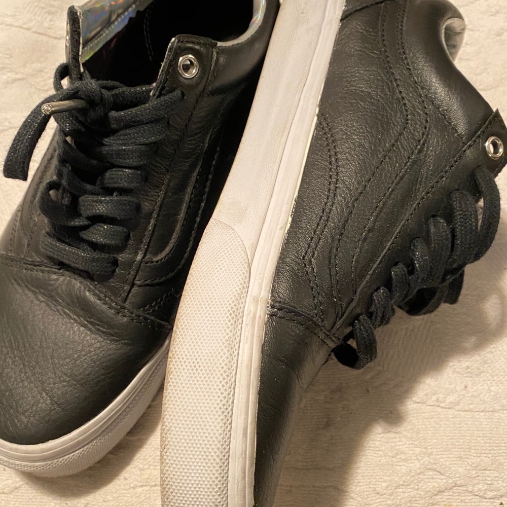 Vans Black Leather Lace-Up Sneaker - Picture 11 of 15